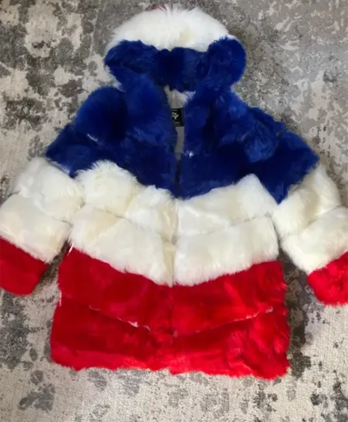 Larry Buffalo Bills Color Block Faux Fur Coat