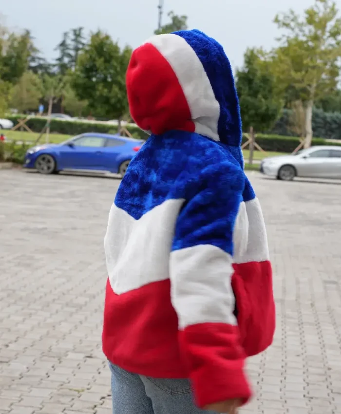 Larry Buffalo Bills Color Block Fur Coat On Sale Now