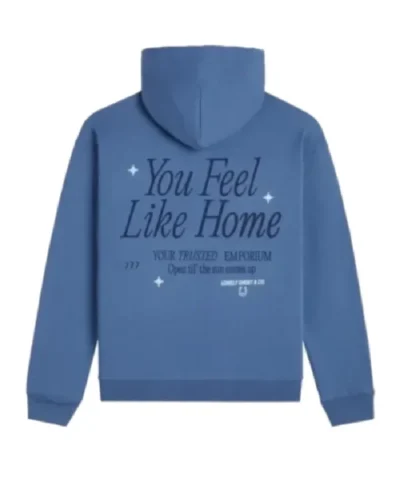 Lonely Ghost Graphic Blue Fleece Pullover Hoodie