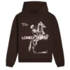 Lonely Ghost Graphic Brown Fleece Pullover Hoodie