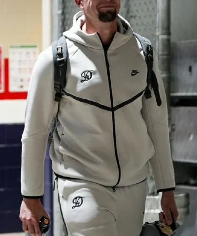 Los Angeles Dodgers 2026 Nike Tech Fleece Windrunner Grey Jacket 