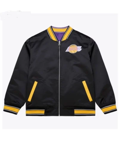 Los Angeles Lakers Full Zip Varsity Satin Purple and Gold Jacket