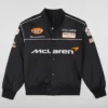 Mclaren Racing Black Letterman Black Satin Varsity Jacket 