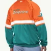 Miami Dolphins Veteran Full Zip Aqua and Orange Track Jacket