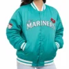 Michelle Villafuerte Seattle Mariners Hello Kitty Satin Bomber Jacket