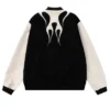 Midnight Flame Black and White Streetwear Bomber Jacket For Sale