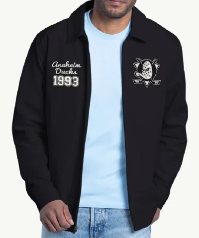 Mighty Ducks Franchise Franchise Full Zip Black Varsity Jacket For Sale 