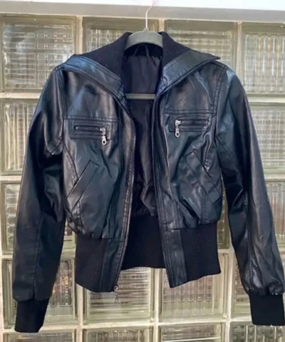 Miley Cyrus Max Azria Crop Leather Jacket