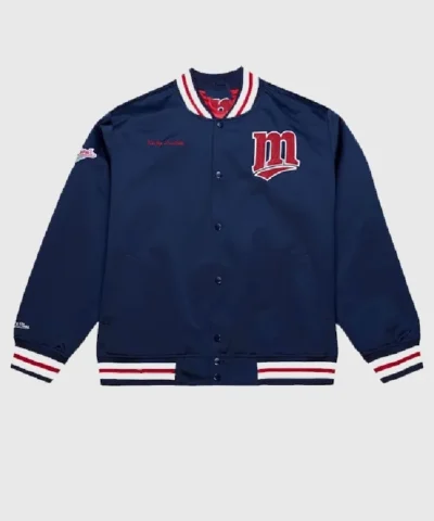 Minnesota Twins Kirby Puckett Player Satin Full Snap Navy Jacket 