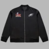 Mitchell And Ness Black Philadelphia Eagles Super Bowl LIX Champions Team Logo Bomber Jacket