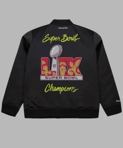 Mitchell And Ness Black Philadelphia Eagles Super Bowl LIX Champions Team Logo Jacket