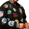 NFL All Teams Logo Patches Black Bomber Jacket