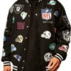 NFL All Teams Logo Patches Black Bomber Jacket