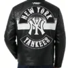NY Yankees Born For Sport Moto Full-Zip Black Leather Jacket