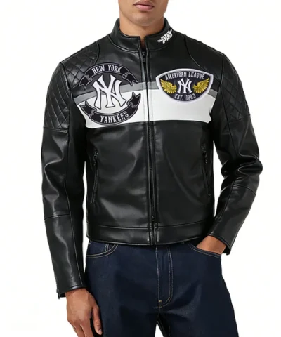 NY Yankees Sport Moto Leather Jacket