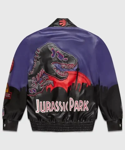 OVO Jurassic Park Purple And Black Leather Varsity Jacket