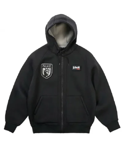 Palace Skateboards × Schott New York City Black Fleece Hoodie
