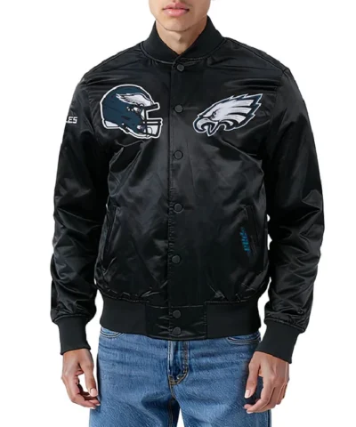 Philadelphia Eagles City Arch Black Satin Jacket