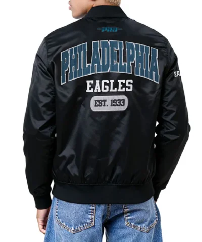 Philadelphia Eagles City Arch Full-Snap Black Satin Jacket