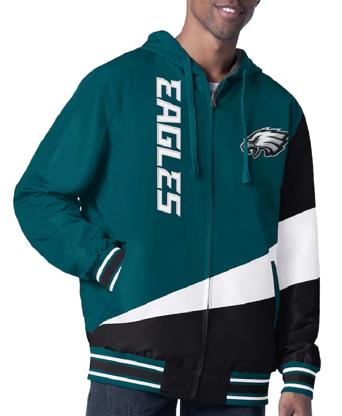 Philadelphia Eagles Color Block Full-Zip Hooded Jacket