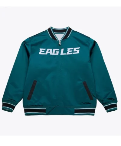 Philadelphia Eagles Super Bowl LX Varsity Satin White Jacket