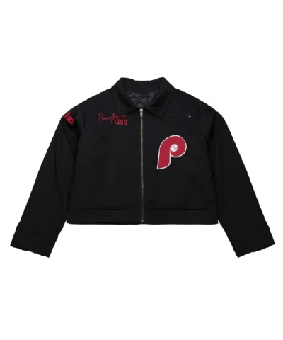 Philadelphia Phillies Black Mechanic Cropped Jacket