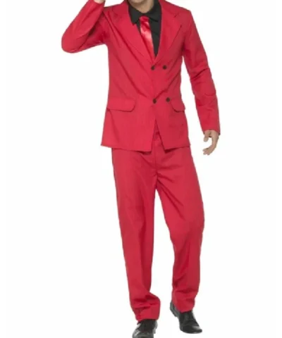 Red Pinstripe 1920s Fashion Four Suit