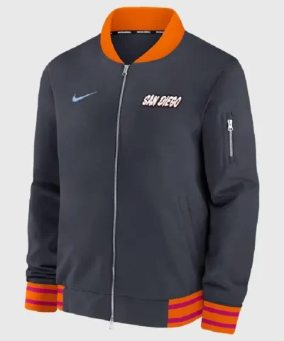 San Diego Padres Nike Black and Orange City Connect Authentic Collection Relaxed Full Zip Bomber Jacket