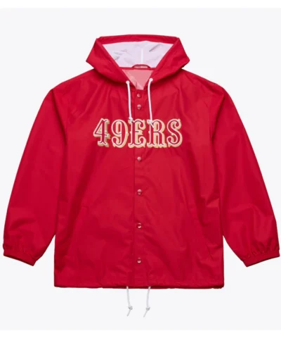 San Francisco 49ers Coaches Full Snap Windbreaker Hooded Jacket