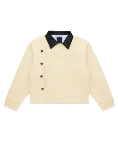 Shinzo 15oz Beige Canvas Cowhide Leather Collar Workwear Jacket