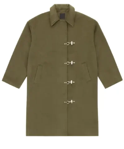 Shinzo Green Wool Clasp Trench Coat