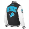 Shop NOW Black and White Detroit Lions City Arch Full-Snap Varsity Jacket