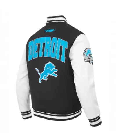 Shop NOW Black and White Detroit Lions City Arch Full-Snap Varsity Jacket
