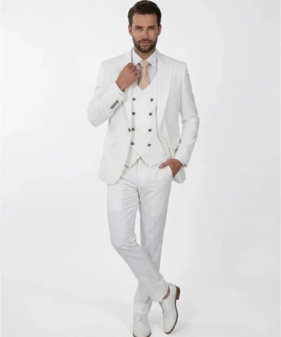 Shop Now 3-Piece Wedding Antonio Off White Suit For Men
