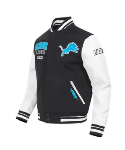 Shop Now Detroit Lions City Arch Black and White Varsity Jacket