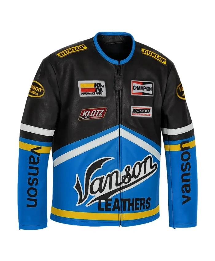Shop Now Men And Women Vintage Vanson Motorcycle Blue Leather Jacket For Sale