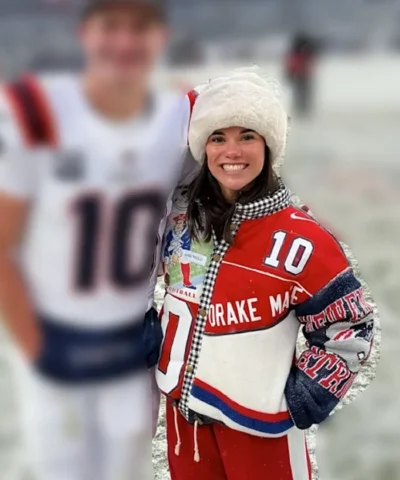 Shop Now NFL Team New England Patriots Drake Maye Wife Jacket - Multicolor