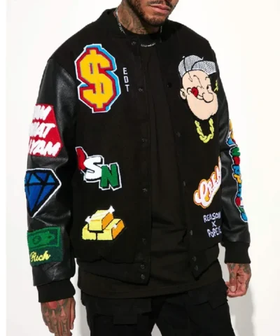 Shop Now Popeye Chasing Cash Black Jacket