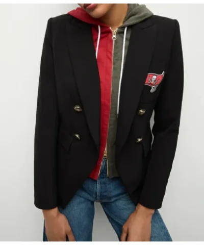 Shop Now Tampa Bay Buccaneers Women Black Blazer With Removable Hoodie