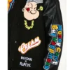 Shop Popeye Chasing Cash Black Varsity Jacket
