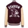 Stadium Maroon And Beige Wool Varsity Jacket