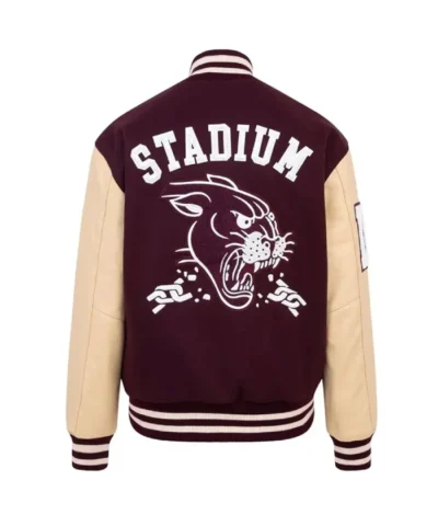 Stadium Maroon And Beige Wool Varsity Jacket