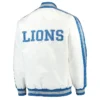 Starter White Throwback D-Line Detroit Lions Full-Snap Satin Jacket