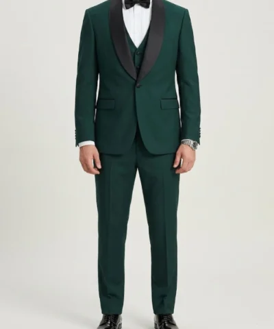 Stylish Dark Emerald Green Tuxedo Suit