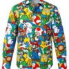Super Mario Characters Printed Dress Shirt For Sale