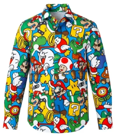 Super Mario Characters Printed Dress Shirt For Sale