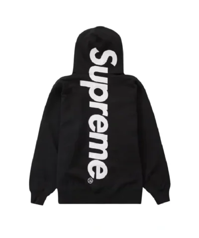 Supreme Satin Black Applique Hoodie