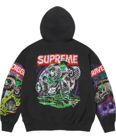 Supreme x Grave Digger Full Zip Black Hoodie 