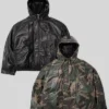 Supreme x Marithe Francois Girbaud Hooded Leather Flight Black and Camo Bomber Jacke