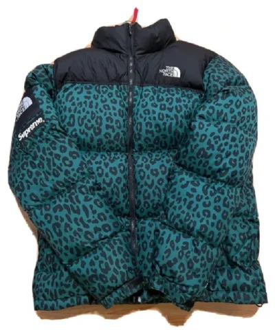 Supreme x TNF Green Leopard Insulated Nuptse Jacket